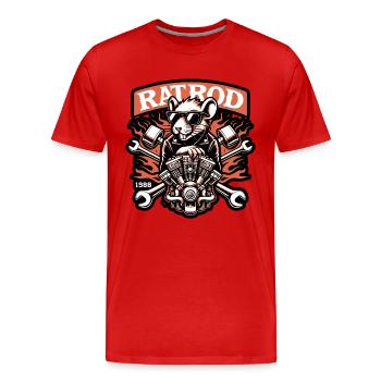 Ratsking Ratlook Shirt – Rustikaler Custom Style - Männer Premium Bio T-Shirt - Rot - Vorne - Damien (186cm)