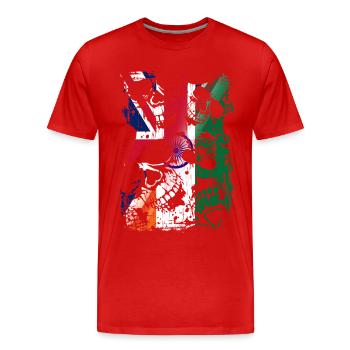 UK India Flagge und Totenköpfe - Männer Premium Bio T-Shirt - Rot - Vorne - Damien (186cm)