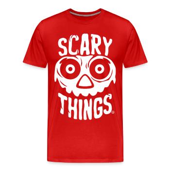Scary Things - Skull Totenkopf - Männer Premium Bio T-Shirt - Rot - Vorne - Damien (186cm)