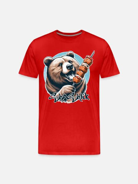 Shashlik Meat Skewer Bear Gift - Men's Premium Organic T-Shirt - red