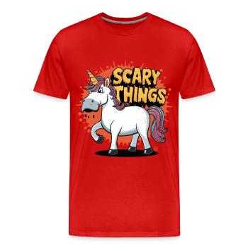 Einhorn - Skull, Skelett, Comicstyle - Männer Premium Bio T-Shirt - Rot - Vorne - Damien (186cm)