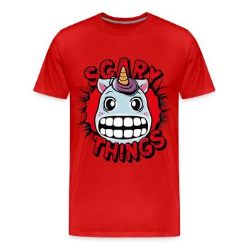 Einhorn - Skull, Skelett, Comicstyle - Männer Premium Bio T-Shirt - Rot - Vorne - Damien (186cm)