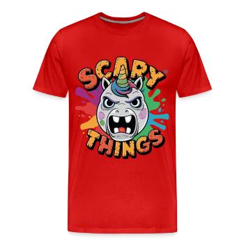 Einhorn - Skull, Skelett, Comicstyle - Männer Premium Bio T-Shirt - Rot - Vorne - Damien (186cm)