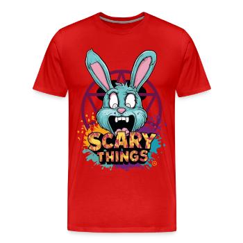 Bunny - Comicstyle, Pentagramm, Hase - Männer Premium Bio T-Shirt - Rot - Vorne - Damien (186cm)