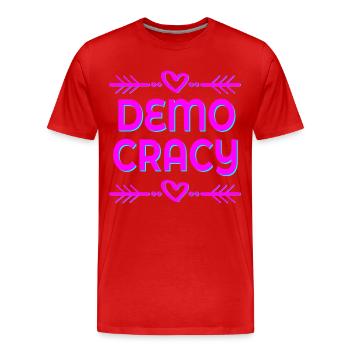 DÉMOCRATIE LIBERTÉ INCLUSION - T-shirt bio Premium Homme - rouge - Devant - Damien (186cm)