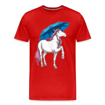 Unicorn Umbrella - Men's Premium Organic T-Shirt - red - Front - Damien (186cm)