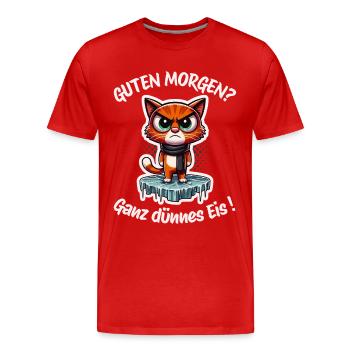 Glace très mince – chat du matin - T-shirt bio Premium Homme - rouge - Devant - Damien (186cm)