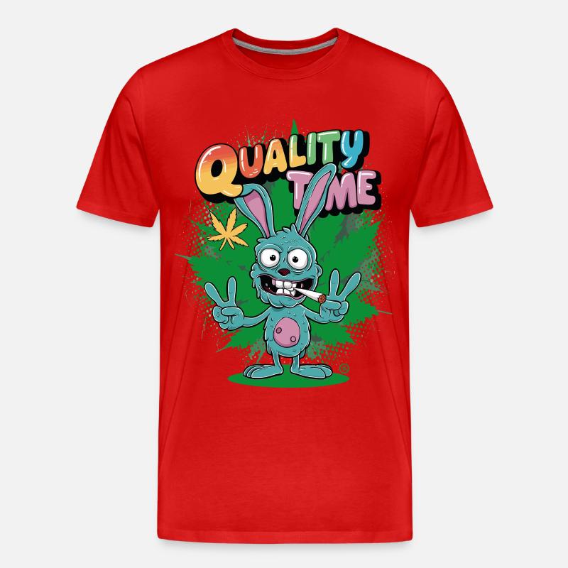 Bunny Kiffer - Quality Time - Männer Premium Bio T-Shirt - Rot