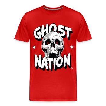 Ghost Nation, Geist, Totenkopf, Skull - Männer Premium Bio T-Shirt - Rot - Vorne - Damien (186cm)