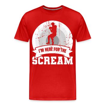 Je suis là pour le cri - T-shirt bio Premium Homme - rouge - Devant - Damien (186cm)
