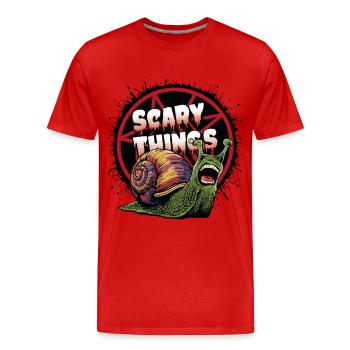 Schnecke - Comicstyle, Pentagramm, Scary - Männer Premium Bio T-Shirt - Rot - Vorne - Damien (186cm)
