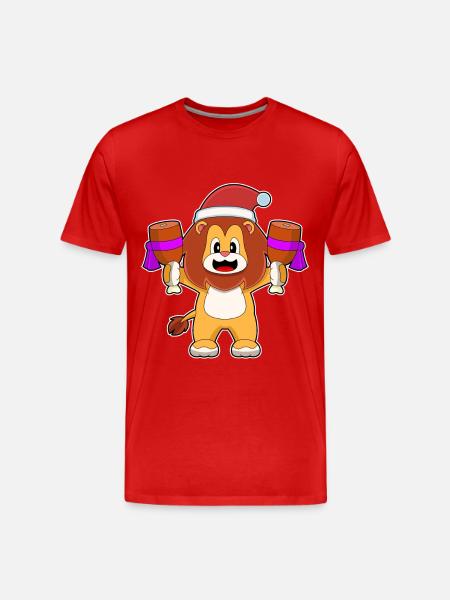 Löwe Weihnachten Fleisch - Männer Premium Bio T-Shirt - Rot