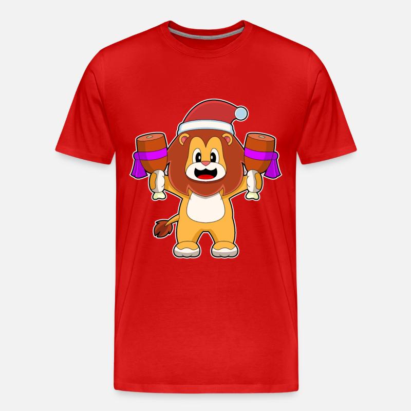 Löwe Weihnachten Fleisch - Männer Premium Bio T-Shirt - Rot
