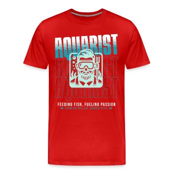 Aquarist with passion, feeding fish - Men's Premium Organic T-Shirt - red - Front - Damien (186cm)