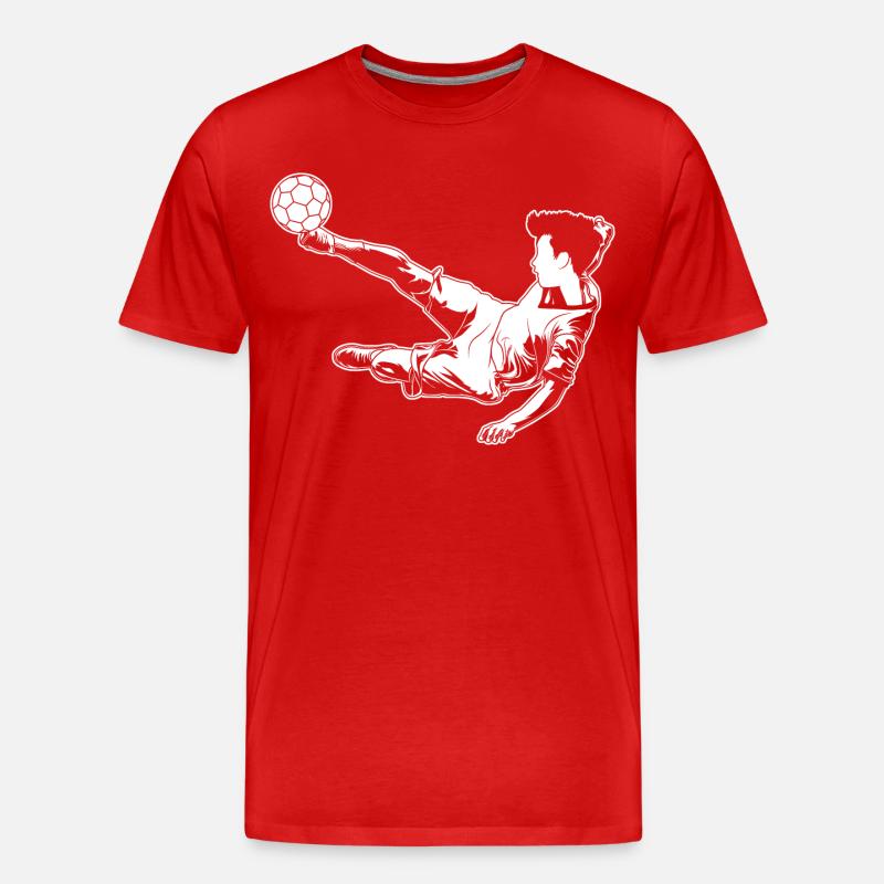 Fußballer Junge - Männer Premium Bio T-Shirt - Rot