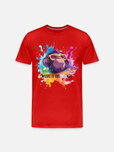 Music is the monkey pun - Men's Premium Organic T-Shirt - red
