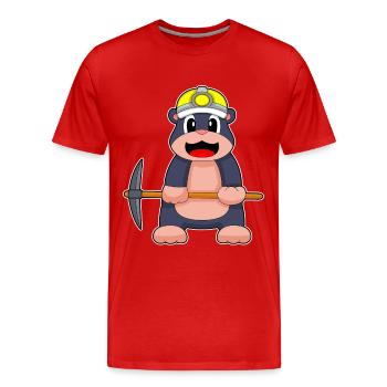 Taupe, Mineur, Pioche, Exploitation Minière - T-shirt bio Premium Homme - rouge - Devant - Damien (186cm)