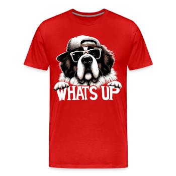 Bernhardiner Hund Was geht ab Geschenk - Männer Premium Bio T-Shirt - Rot - Vorne - Damien (186cm)