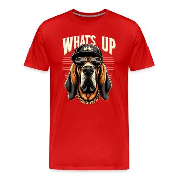 Bloodhound Was geht ab Gangsta Hund Geschenk - Männer Premium Bio T-Shirt - Rot - Vorne - Damien (186cm)
