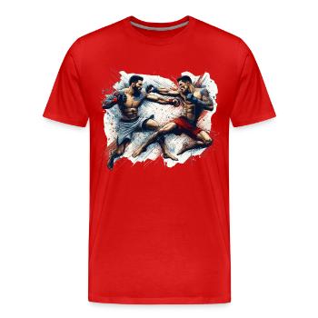 MMA Arts martiaux mixtes Combat Combattant Boxe Gesch - T-shirt bio Premium Homme - rouge - Devant - Damien (186cm)