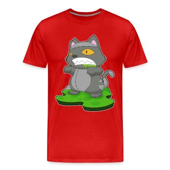 Chat Halloween Zombie - T-shirt bio Premium Homme - rouge - Devant - Damien (186cm)