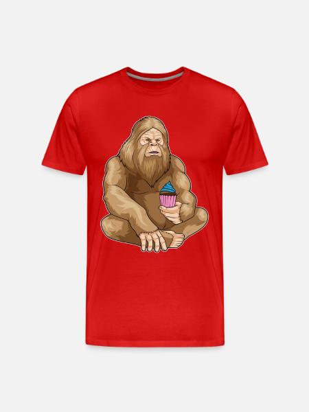 Bigfoot Halloween Cupcake - Men's Premium Organic T-Shirt - red