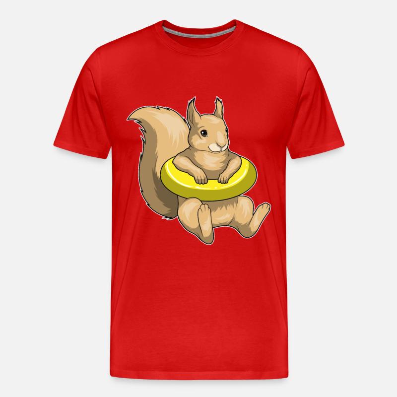 Eichhörnchen Schwimmen Schwimmring - Männer Premium Bio T-Shirt - Rot