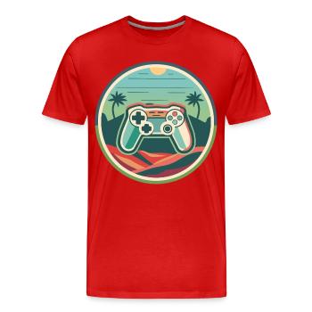 Jeu - T-shirt bio Premium Homme - rouge - Devant - Damien (186cm)