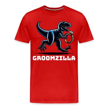 Groomzilla Dinosaurier Ring Lustig Hochzeit - Männer Premium Bio T-Shirt - Rot - Vorne - Damien (186cm)