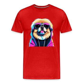 Pékin Gangster Next Level Lion Chien Chien Gesch - T-shirt bio Premium Homme - rouge - Devant - Damien (186cm)