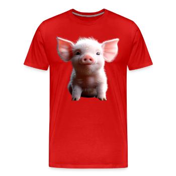 Cochon domestique Cochon Cochon Porcelet Cochon - T-shirt bio Premium Homme - rouge - Devant - Damien (186cm)