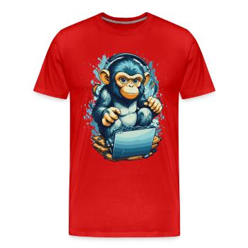 Clever Gaming Monkey - Men's Premium Organic T-Shirt - red - Front - Damien (186cm)