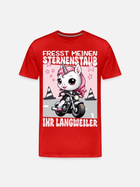 Unicorno in moto - Maglietta ecologica premium da uomo - rosso