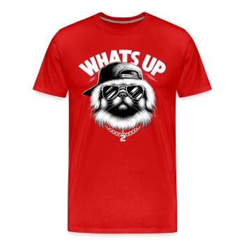 Pekingese Was geht ab Löwenhund Hund Geschenk - Männer Premium Bio T-Shirt - Rot - Vorne - Damien (186cm)