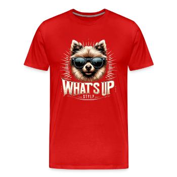 Kleinspitz Spitz Was geht ab Gangsta Hund Geschenk - Männer Premium Bio T-Shirt - Rot - Vorne - Damien (186cm)