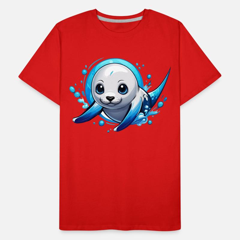 Scellé | Un bébé phoque dans la mer T-shirt bio Premium Homme