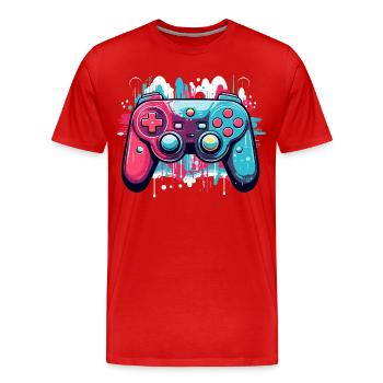 Manettes de jeu - T-shirt bio Premium Homme - rouge - Devant - Damien (186cm)