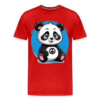 Panda mignon et pacifique - T-shirt bio Premium Homme - rouge - Devant - Damien (186cm)