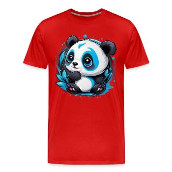 Panda Ours Petit et Mignon - T-shirt bio Premium Homme - rouge - Devant - Damien (186cm)