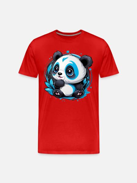 Panda Bear Small and Cute - Men's Premium Organic T-Shirt - red