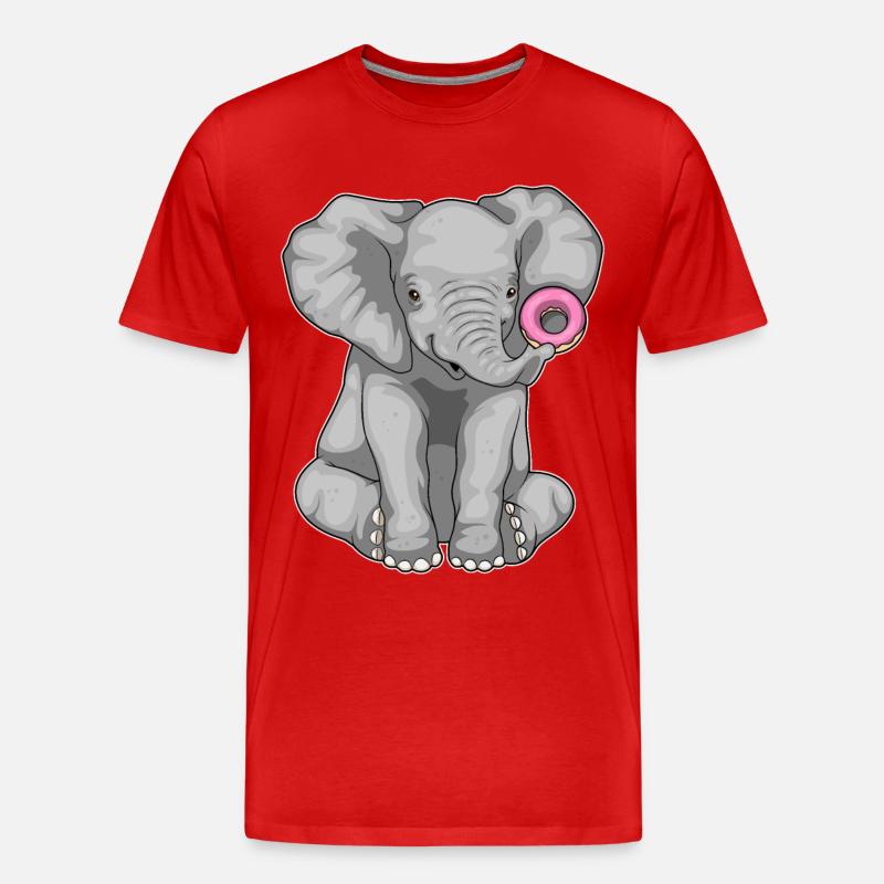 Elefant Donut - Männer Premium Bio T-Shirt - Rot
