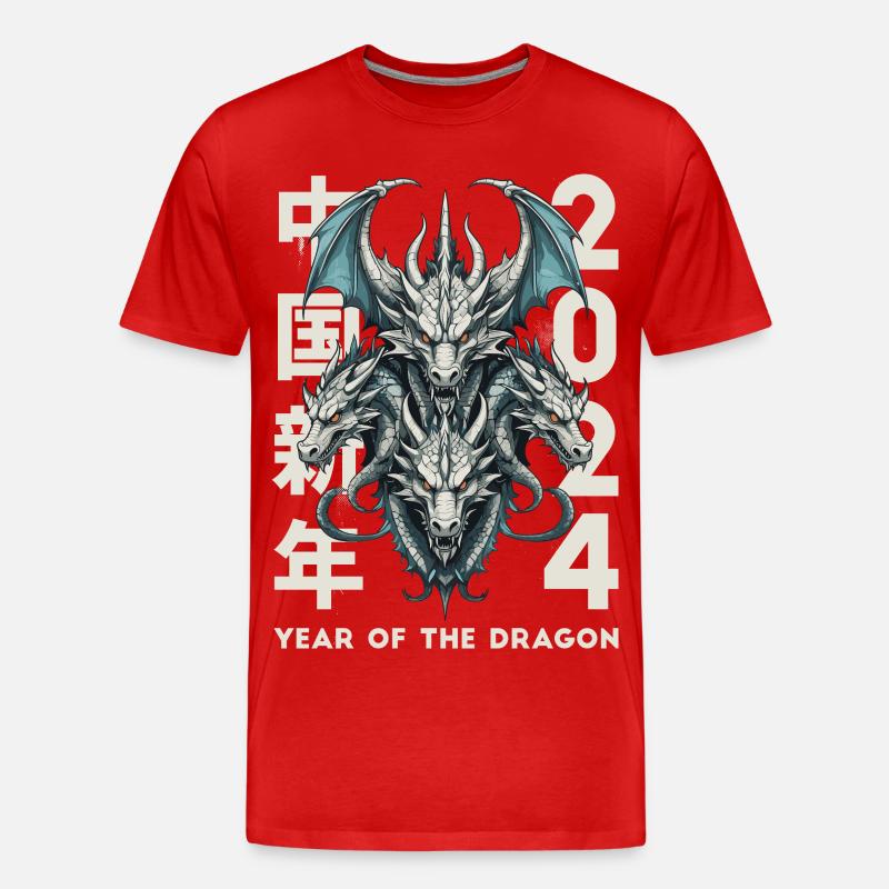 Chinesische Drachen - Männer Premium Bio T-Shirt - Rot
