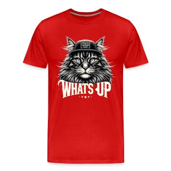 Maine Coon Katze cool Was geht ab Geschenk - Männer Premium Bio T-Shirt - Rot - Vorne - Damien (186cm)