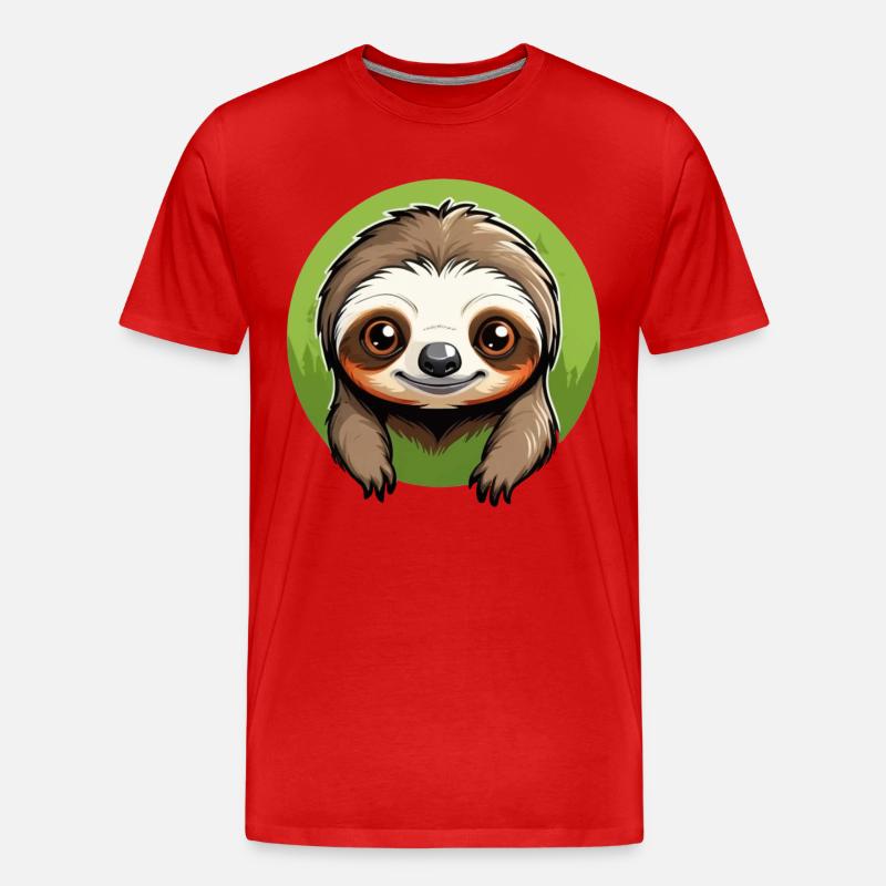 Lazy Tree Sloth - Männer Premium Bio T-Shirt - Rot