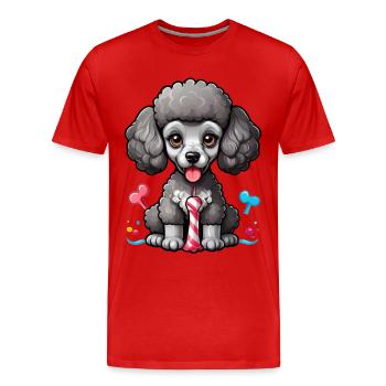 Playful Black Poodle - Men's Premium Organic T-Shirt - red - Front - Damien (186cm)