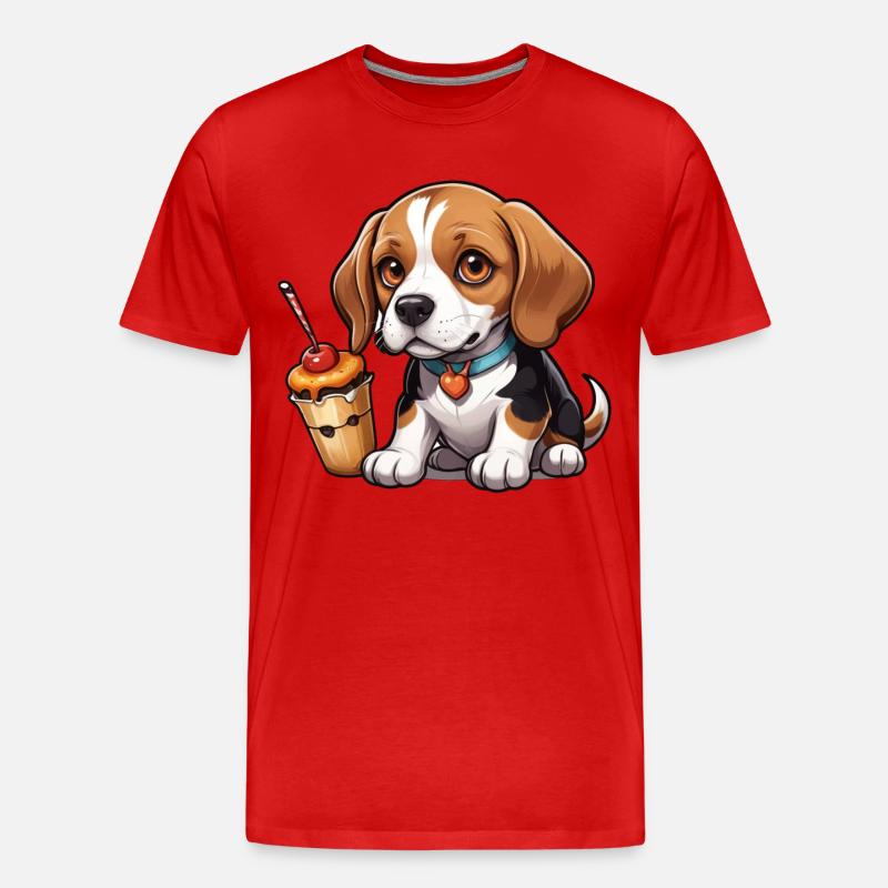 Beagle Cake Joy - Männer Premium Bio T-Shirt - Rot
