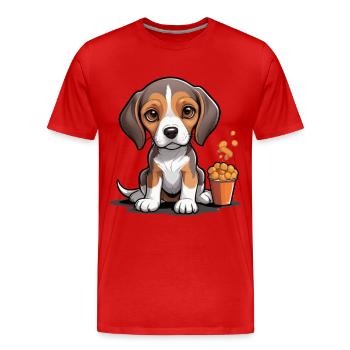 Beagle Snack Time - Men's Premium Organic T-Shirt - red - Front - Damien (186cm)