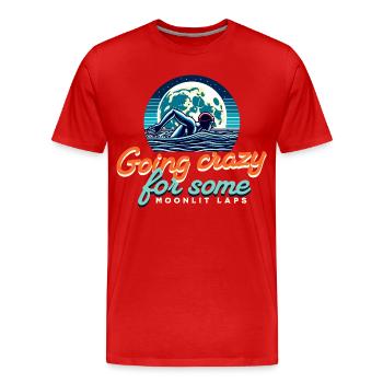 Moonlight Float - Going Crazy for Moonlit Laps - Men's Premium Organic T-Shirt - red - Front - Damien (186cm)