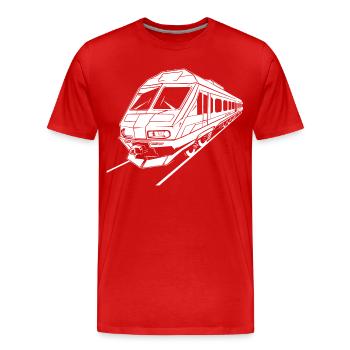 Zug Zeichnung - Männer Premium Bio T-Shirt - Rot - Vorne - Damien (186cm)