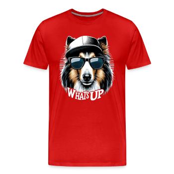 Collie Was geht Gangsta Gangster Hund Geschenk - Männer Premium Bio T-Shirt - Rot - Vorne - Damien (186cm)
